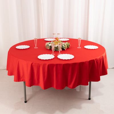 Scuba Round Tablecloth 90" Red - Wrinkle Free Table Cover