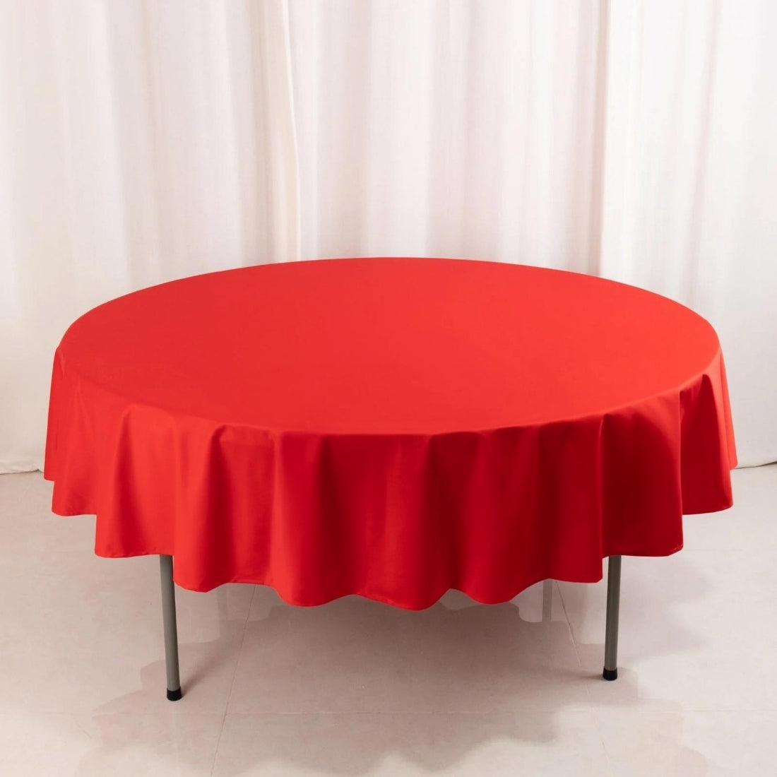 Red Premium Scuba Round Tablecloth, Wrinkle Free Polyester Seamless Tablecloth - 90inch