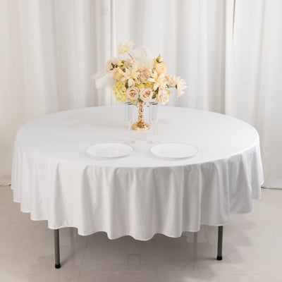 Scuba Round Tablecloth 90" White - Wrinkle Free & Stain Resistant Sophisticated Table Cover