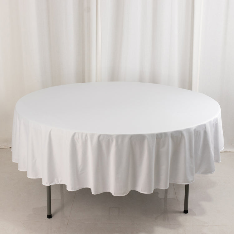 White Premium Scuba Round Tablecloth, Wrinkle Free Polyester Seamless Tablecloth - 90inch