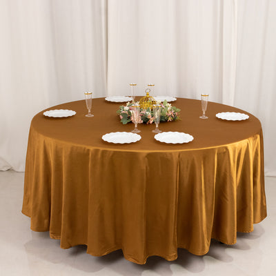 Scuba Round Tablecloth 108" Shimmer Gold - Wrinkle Free & Stain Resistant Table Cover