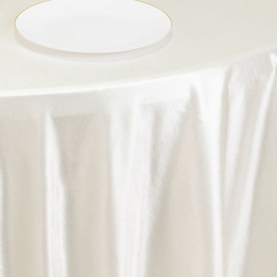 Scuba Round Tablecloth 108" Shimmer Pearl White - Wrinkle Free Table Cover