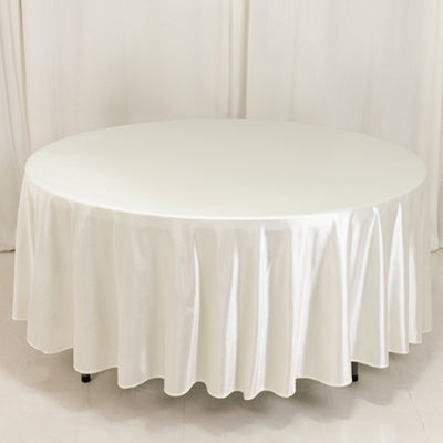 Scuba Round Tablecloth 108" Shimmer Pearl White - Wrinkle Free Table Cover