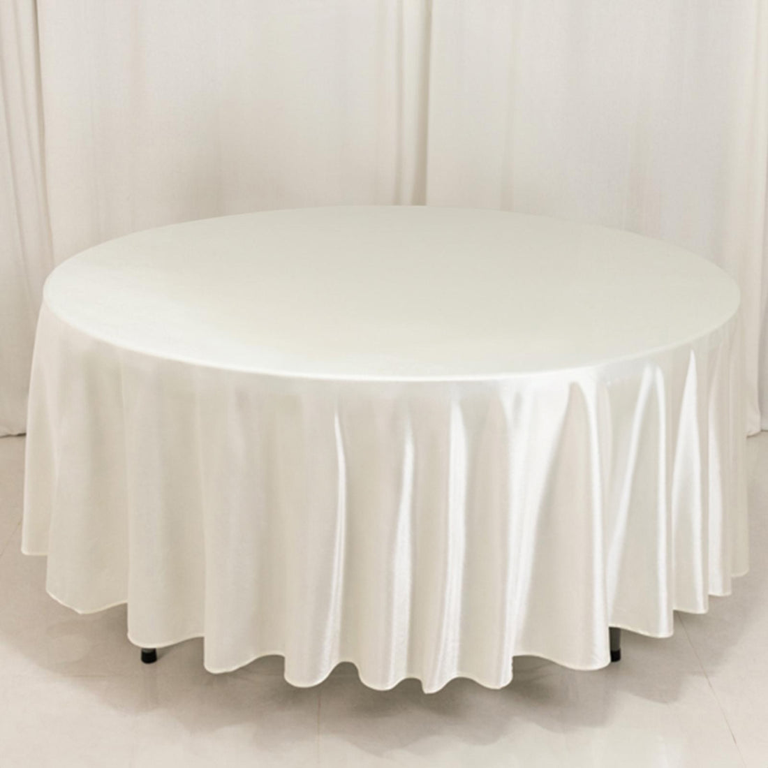 Shimmer Pearl White Premium Scuba Round Tablecloth, Wrinkle Free Polyester Tablecloth