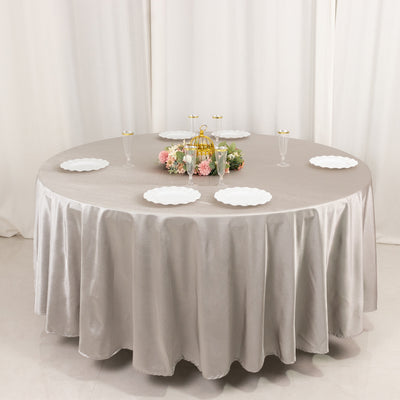 Scuba Round Tablecloth 108" Shimmer Silver - Wrinkle Free Table Cover