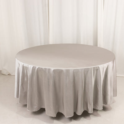 Scuba Round Tablecloth 108" Shimmer Silver - Wrinkle Free Table Cover