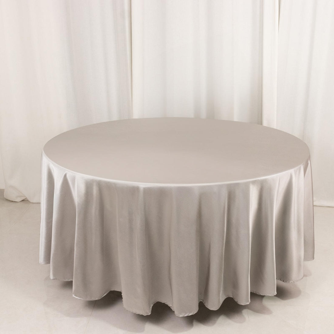 Shimmer Silver Premium Scuba Round Tablecloth, Wrinkle Free Seamless Polyester Tablecloth - 108inch