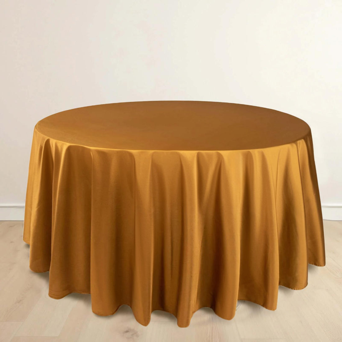 Shimmer Gold Premium Scuba Round Tablecloth, Wrinkle Free Seamless Polyester Tablecloth