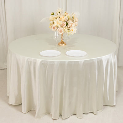 Scuba Round Tablecloth 120" Shimmer Pearl White - Seamless Table Cover