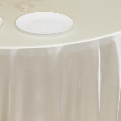 Scuba Round Tablecloth 120" Shimmer Pearl White - Seamless Table Cover