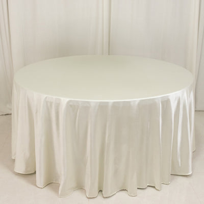 Scuba Round Tablecloth 120" Shimmer Pearl White - Seamless Table Cover