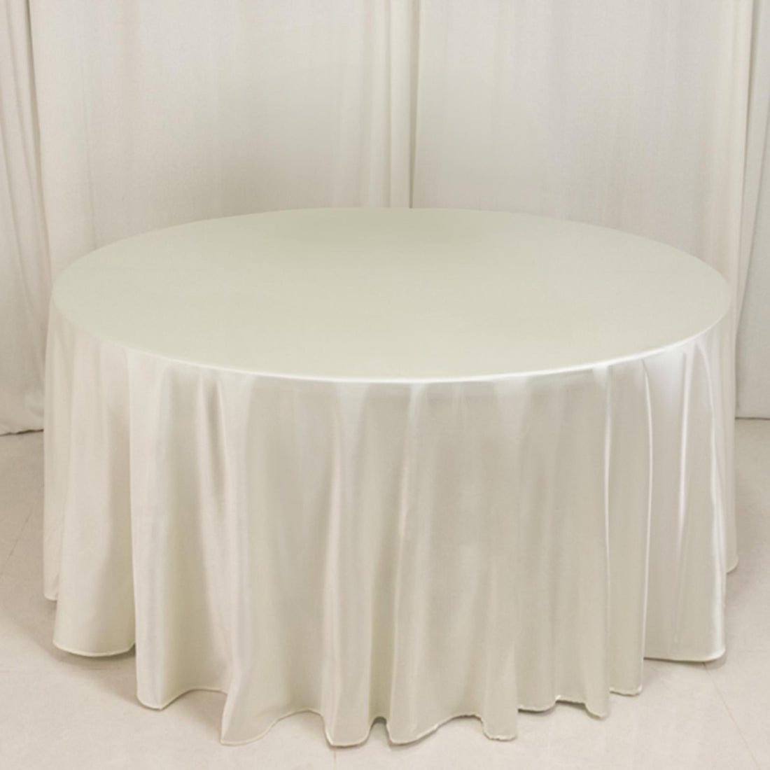 Shimmer Pearl White Premium Scuba Round Tablecloth 120inch Wrinkle Free Seamless