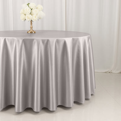 Scuba Round Tablecloth 120" Shimmer Silver - Seamless Table Cover