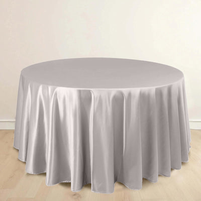 Scuba Round Tablecloth 120" Shimmer Silver - Seamless Table Cover
