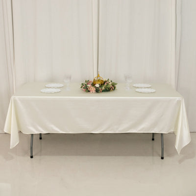 Scuba Rectangular Tablecloth 60"x102" Shimmer Pearl White - Wrinkle Free Table Cover