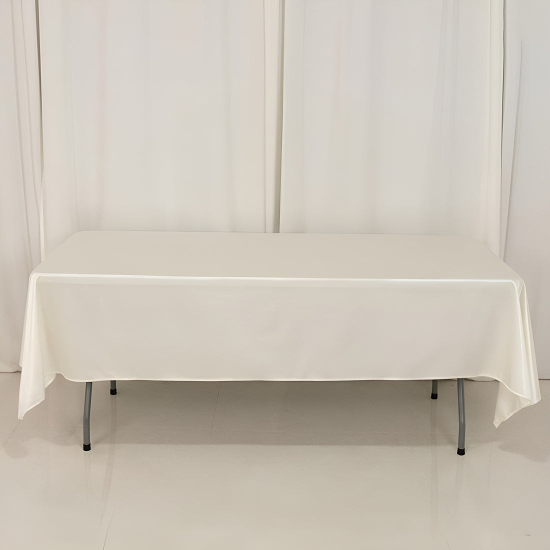 Shimmer Pearl White Scuba Rectangle Tablecloth 60"x102" Wrinkle Free Seamless Premium