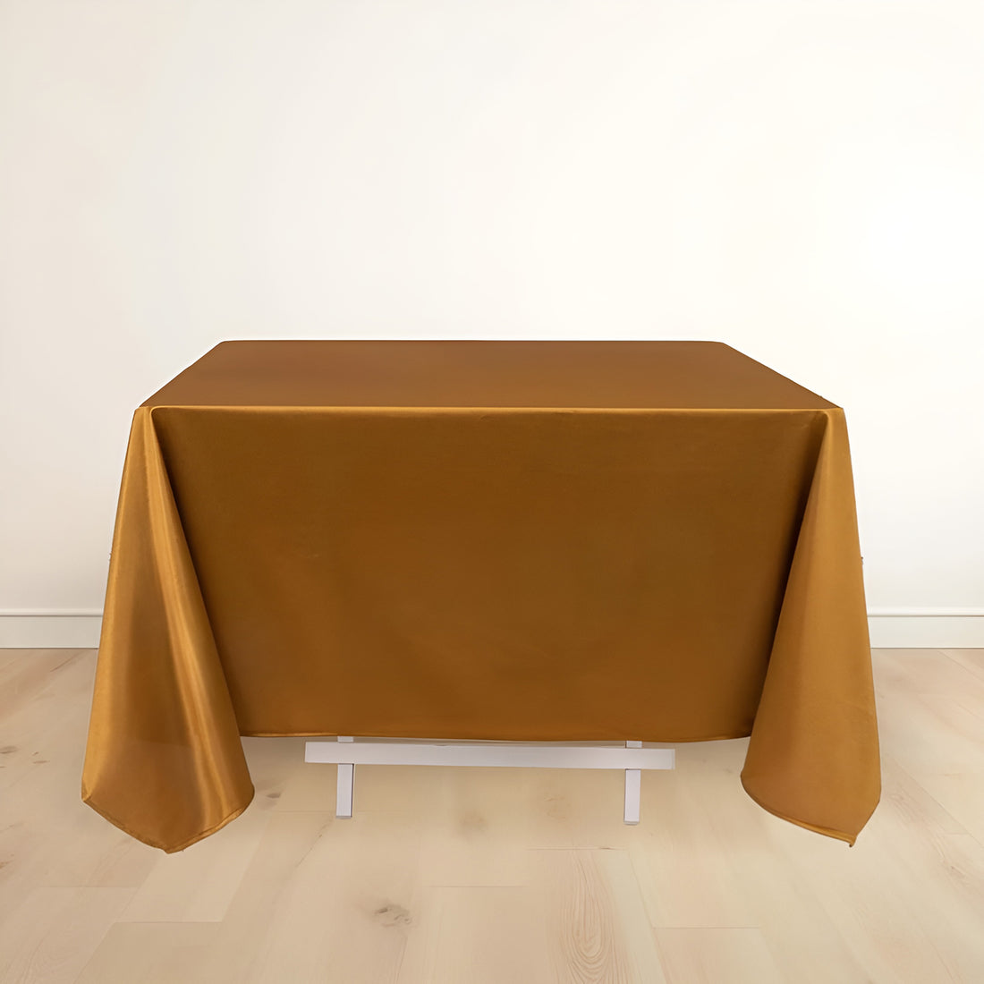 Shimmer Gold Premium Scuba Square Tablecloth, Wrinkle Free Seamless Polyester Tablecloth