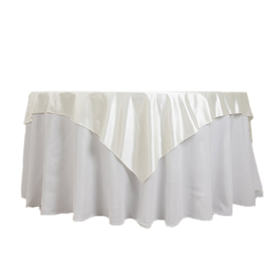 Scuba Square Table Overlay 70"x70" Shimmer Pearl White - Wrinkle Free & Smooth Table Topper