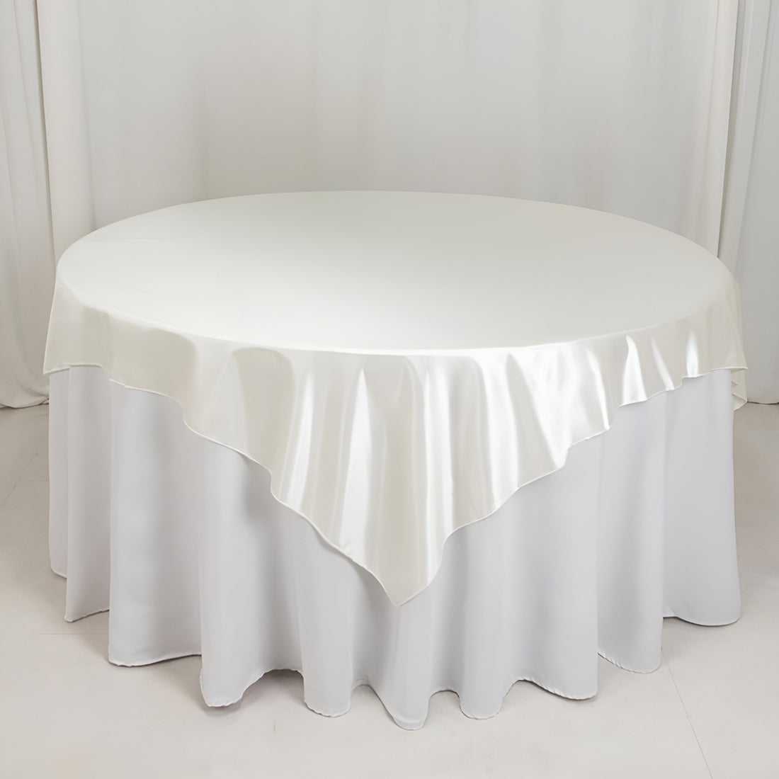 Shimmer Pearl White Scuba Square Table Overlay 70x70inch