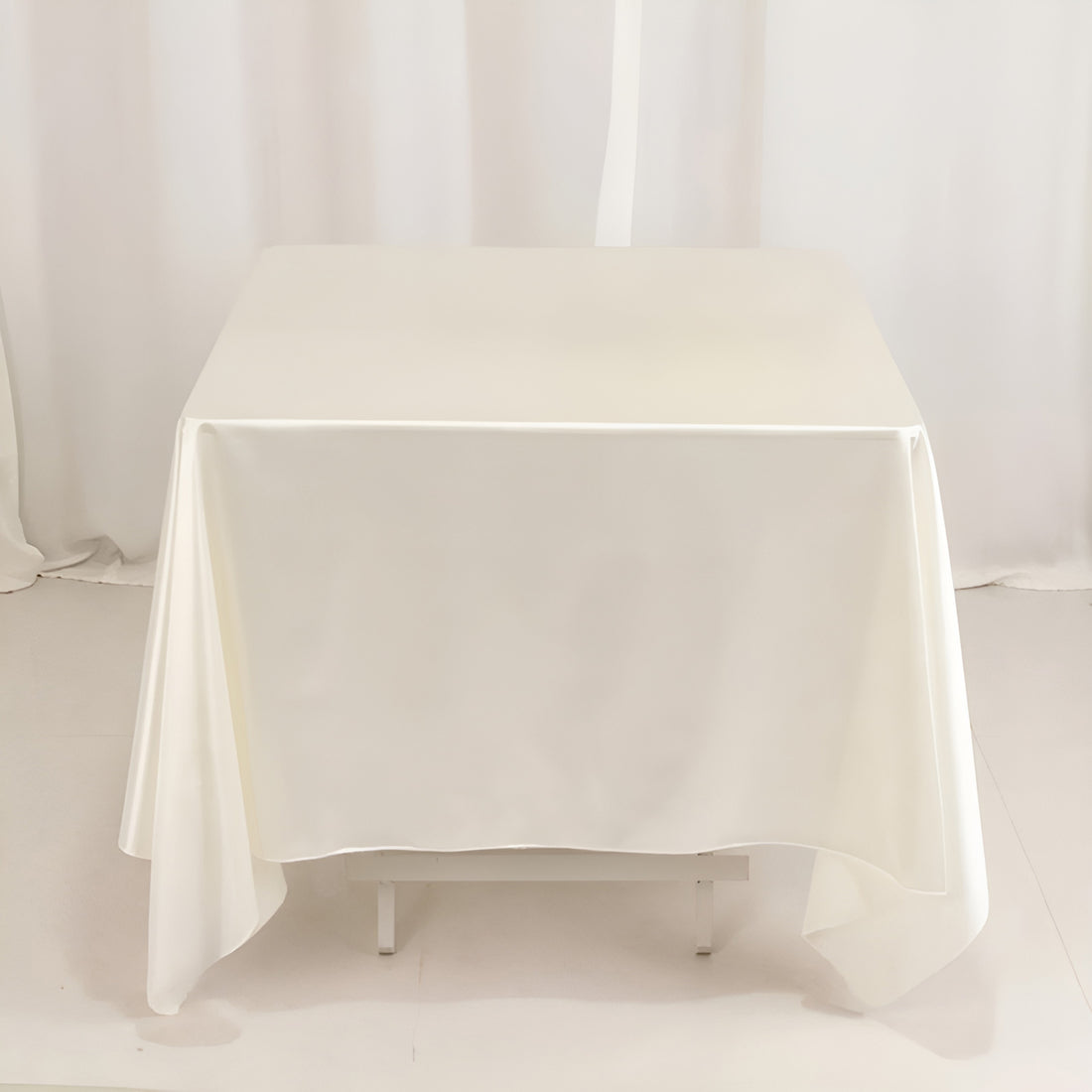 Shimmer Pearl White Scuba Square Tablecloth, Wrinkle Free Seamless Premium Polyester