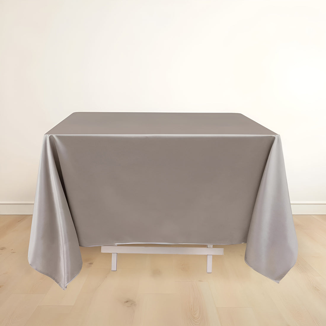 Shimmer Silver Premium Scuba Square Tablecloth, Wrinkle Free Seamless Polyester Tablecloth