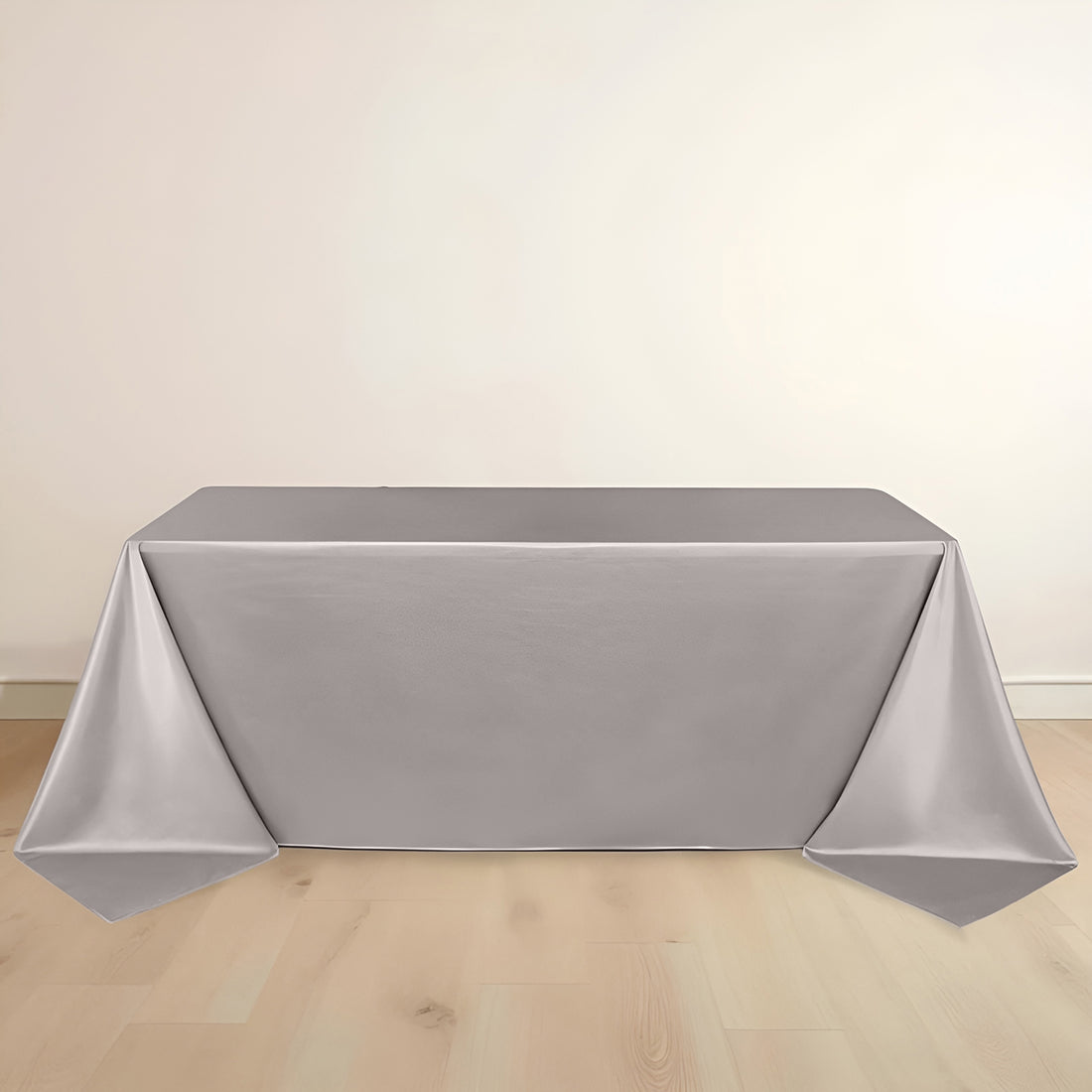 Shimmer Silver Premium Scuba Rectangle Tablecloth, Wrinkle Free Seamless Polyester Tablecloth