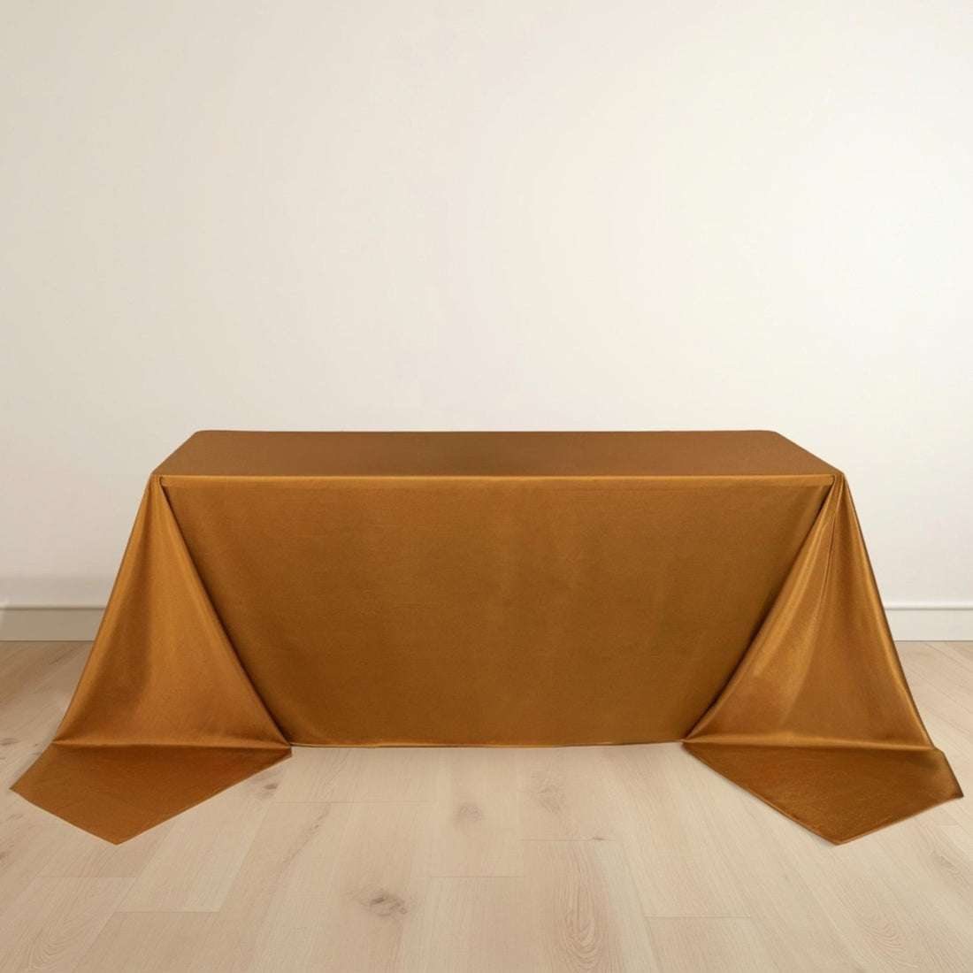Shimmer Gold Premium Scuba Rectangle Tablecloth, Wrinkle Free Seamless Polyester Tablecloth