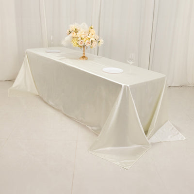 Scuba Rectangular Tablecloth 90"x156" Shimmer Pearl White - Wrinkle Free & Stain Resistant Seamless Table Cover