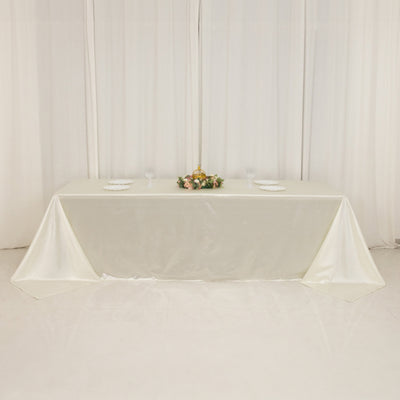Scuba Rectangular Tablecloth 90"x156" Shimmer Pearl White - Wrinkle Free & Stain Resistant Seamless Table Cover