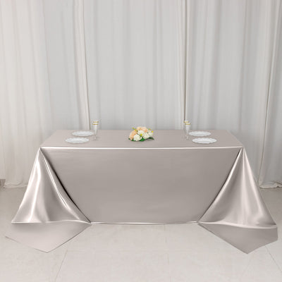 Scuba Rectangular Tablecloth 90"x156" Shimmer Silver - Wrinkle Free & Stain Resistant Seamless Table Cover