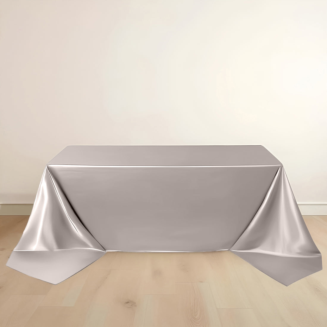 Shimmer Silver Premium Scuba Rectangle Tablecloth, Wrinkle Free Seamless Polyester Tablecloth