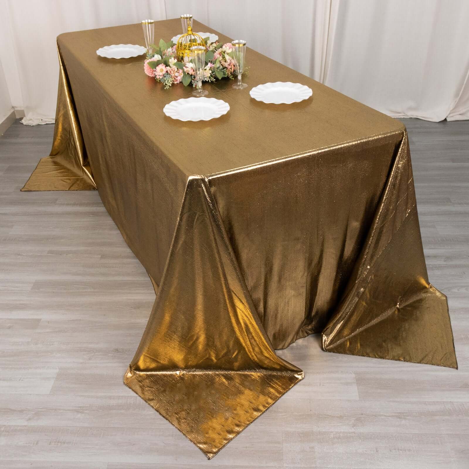 90x132 Antique Gold Sequin Dots Tablecloth