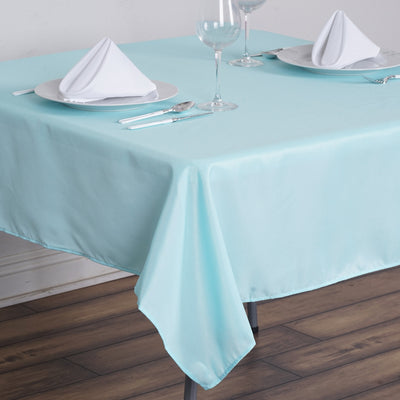 Polyester Square Tablecloth 54"x54" Light Blue - Wrinkle-Resistant Table Cover