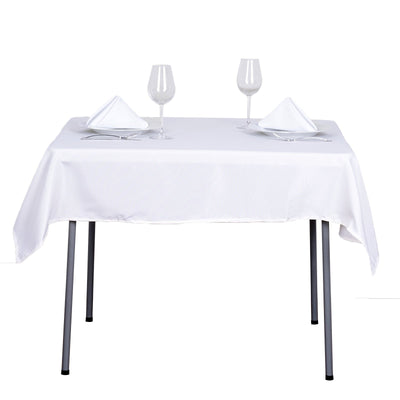 Polyester Square Tablecloth 54"x54" White - Wrinkle-Resistant Table Cover for Special Occasions