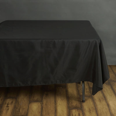 Polyester Square Tablecloth 70"x70" Black - Wrinkle-Resistant Table Cover for Stylish Events
