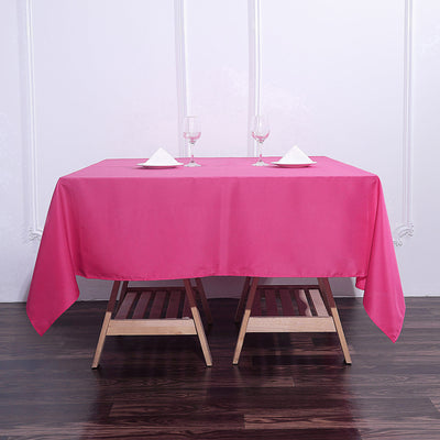 Polyester Square Tablecloth 70"x70" Fuchsia - Wrinkle-Resistant Table Cover
