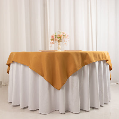 Premium Polyester Square Table Overlay 70"x70" Gold - 220GSM Wrinkle-Resistant Table Topper for Weddings & Parties