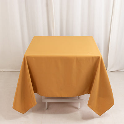 Premium Polyester Square Tablecloth 70"x70" Gold - Wrinkle-Resistant 220GSM Table Cover for Stylish Event Decor