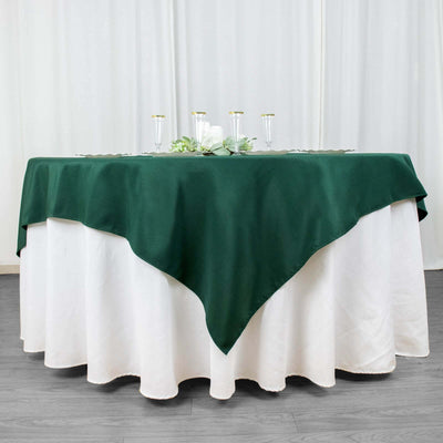 Premium Polyester Square Table Overlay 70"x70" Hunter Emerald Green - 220GSM Wrinkle-Resistant Table Topper