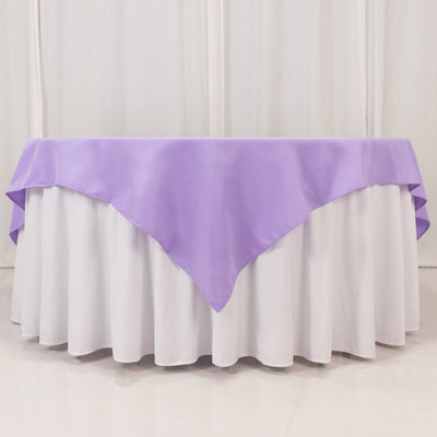 Premium Polyester Square Table Overlay 70"x70" Lavender Lilac - 220GSM Wrinkle-Resistant Table Topper