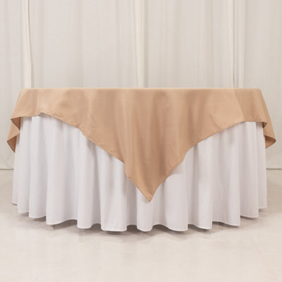 Premium Polyester Square Table Overlay 70"x70" Nude - 220GSM Wrinkle-Resistant Table Topper