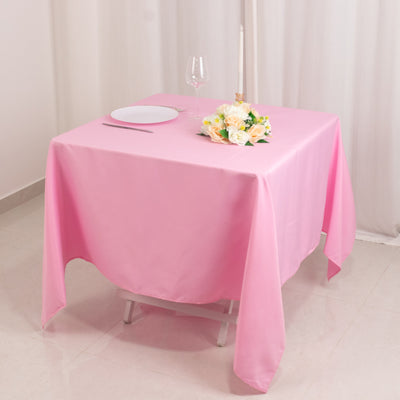 Premium Polyester Square Tablecloth 70"x70" Pink - Wrinkle-Resistant 220GSM Table Cover