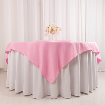 Premium Polyester Square Table Overlay 70"x70" Pink - 220GSM Wrinkle-Resistant Table Topper