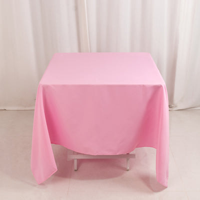 Premium Polyester Square Tablecloth 70"x70" Pink - Wrinkle-Resistant 220GSM Table Cover