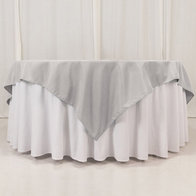 Premium Polyester Square Table Overlay 70"x70" Silver - 220GSM Wrinkle-Resistant Table Cover