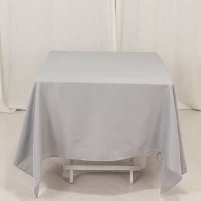 Premium Polyester Square Tablecloth 70"x70" Silver - Wrinkle-Resistant 220GSM Table Topper for Stylish Event Decor