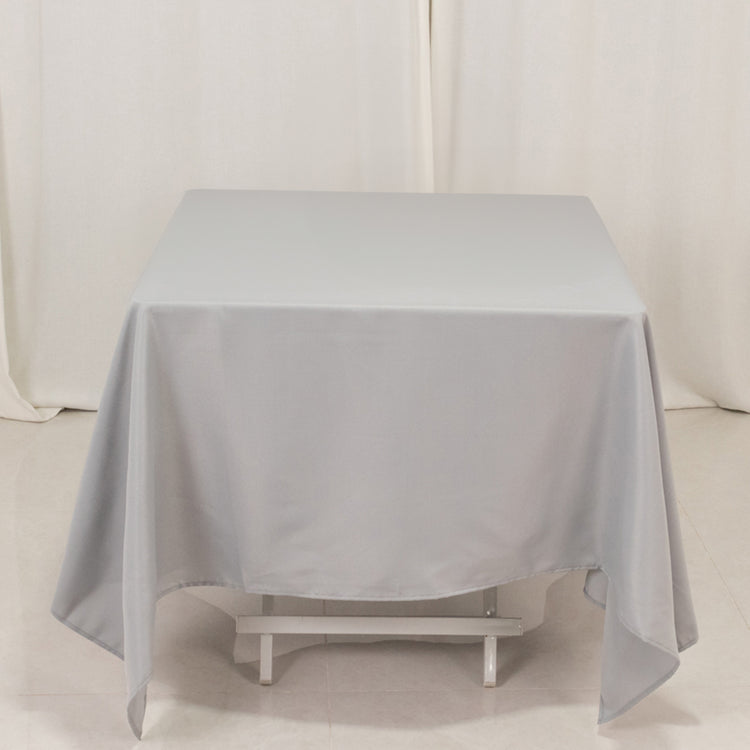 Silver Premium Seamless Polyester Square Tablecloth 220GSM 70inch