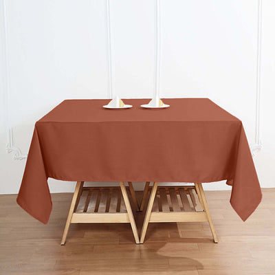 Polyester Square Tablecloth 70"x70" Terracotta (Rust) - Wrinkle-Resistant Table Cover