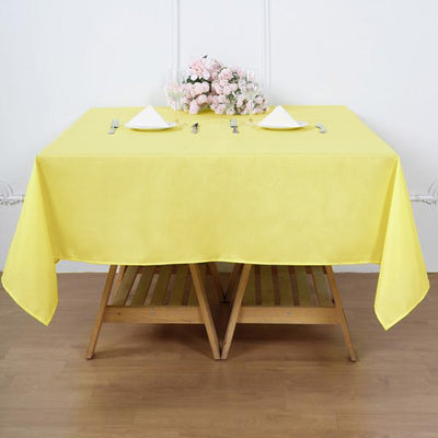 Polyester Square Tablecloth 70"x70" Yellow - Wrinkle-Resistant Table Cover