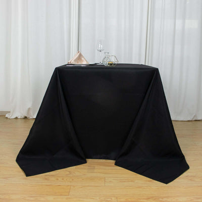 Premium Polyester Square Tablecloth 90"x90" Black - 220GSM Wrinkle-Resistant & Durable Table Cover